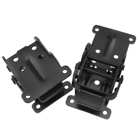 Heavy Duty 2 Pack Black 180 Degree Foldable Bracket For Table Leg Furniture Support Rock Solid Steel Connector Rust Proof set showing black manganese steel brackets.