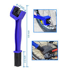 4 Piece Multipurpose Motorcycle And Bicycle Chain And Gear Cleaning Brush Kit With 3 Sided Bristles, size details and usage examples
