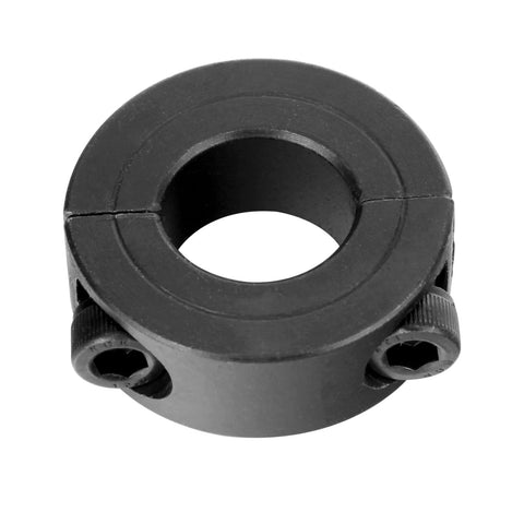 SinoaxisSpace shaft collar, 1/2 in bore, double-split clamp-on, black steel, with two M4 screws