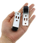 4 Pack Vertical Track Pulley With Screw Mount Sliding Door Repair Casters Built Tough Nylon And Steel Replacement Rollers for cabinet sliders, held in hand.