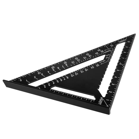 Dead On Twelve Inch Aluminum Rafter Square Top Shelf Carpenter Triangle Ruler Heavy Duty Imperial Layout Protractor, black