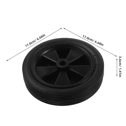Heavy Duty 7 Inch Solid Tire For Generator And Welder Flat Free Rubber Wheel With Anti Slip Grip shown from the side.