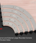 Drop Dead Knockout 5 Piece Round Corner Radius Template Set With R100 To R300 Specs, featuring R100 to R300 precision radius jigs.