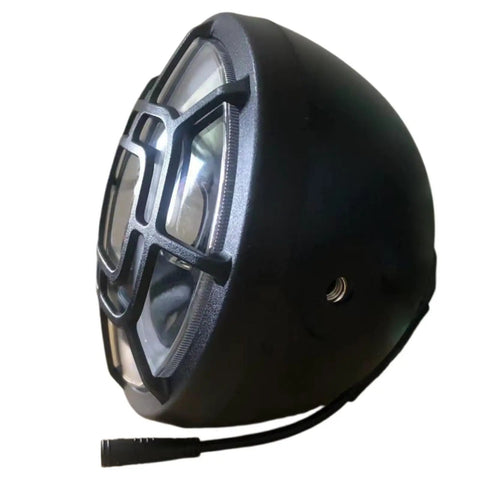 Fat Tire E Bikes LED Headlight With 3 Pin Waterproof Connector And 80 To 100 DB Horn Bright Front Light For 36V 48V E Bikes High Intensity LED Beam 83 To 127 Lux Safe Night Riding Durable Bicycle Front Lamp