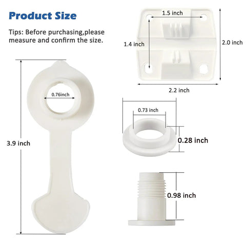 Durable Cooler Replacement Parts Kit with Plastic Hinges and Drain Plug Assembly for 1 Inch Shaft Length, 1 and 2 Pack dimensions.