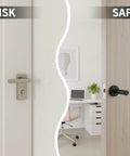 Comparison of door with and without Set Of 10 Black 3.7 Inch Door Stops With Stainless Steel Body And Rubber Bumper, Wide Base Wall Protector for Home and Office