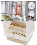 Zero Mess Parrot Automatic Feeder For Budgerigars And Canaries With Screw Fixed Cage Mount, showing 8.3 inch height with seed tray.