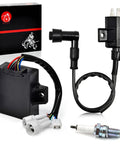 CDI Box Ignition Coil and Spark Plug Kit for Bayou 220 ATV 1988 1989 1990 1991 1992 1993 1994 1995 with OEM Numbers 21119-1226 and 21121-1160
