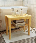 Sturdy Bamboo Shower Bench Seat With Storage Shelf Organizer Waterproof Bathroom Chair For Shower Tub And Balcony