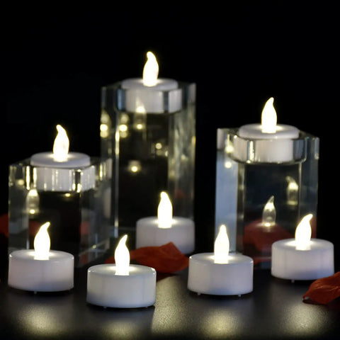 100 Count Battery Powered LED Tea Lights Flameless Flickering Warm White Candles Long Lasting CR2032 Battery Included 200 Hour Run Time