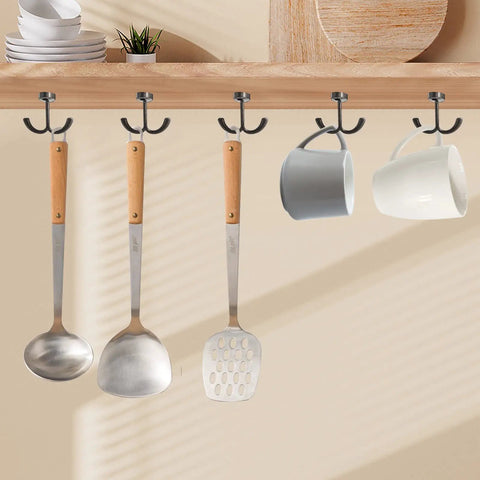 Six Piece Crown Wall Hooks Set Zinc Alloy For Living Room, Office, And Bedroom, Double Hooks Holding Kitchenware and Mugs