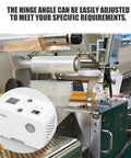 White SOLUSTRE metal cabinet door hinge replacement unit on an industrial production line; high-load damping mechanism.