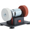 Compact Desktop Bench Grinder With Heavy Duty Grinding Wheels And Easy Polish Discs For Rapid Knife Sharpening Deburring And Metal Work Plays Tough On Daily Shop Tasks mounted on a sturdy base with two grinding wheels.