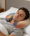 Man sleeping with U Shaped Travel Pillow With Memory Foam Core Orange Hippo Animal Design Neck Pillow For Airplane Car Office Or Home Use Ultra Cozy Support For Head Neck Comfort And Quick Naps