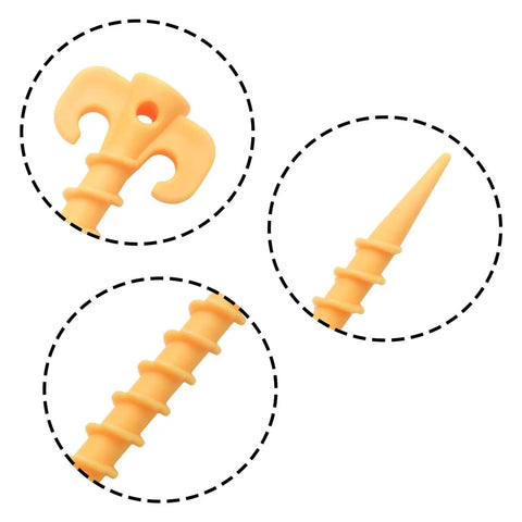 Close-up details of 8 Pack 19.5cm Heavy Duty Tent Stakes With Screw Shape For Superior Ground Grip In Sand, Grass And Soft Ground
