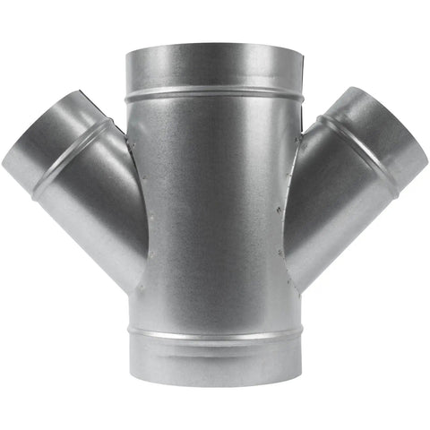 Front view of Four Way Ducting Splitter W Shape 45 Degree Branches Heavy Duty Galvanized Steel Dust Collection Fitting