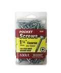 Wood Pocket Hole Screws, Torx Drive Self-Tapping, Size Seven X 1-1/4 Inch, Washer Head, Coarse Thread, 100 Count, Zinc Coated