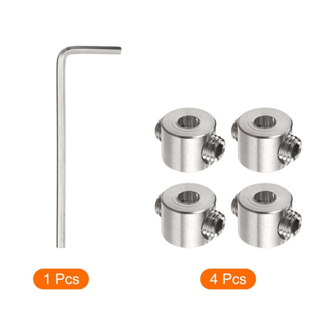 4 Pack 3mm Drill Stop Collar Set Adjustable Stainless Steel Depth Stop Ring With Hex Wrench Anodized Finish For Precise Drilling Accurate Hole Depth And Consistent Positioning In DIY And Metalworking