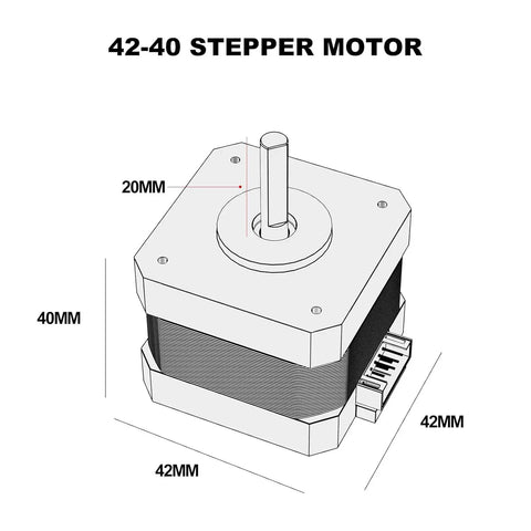 Heavy Hitter 4240 Stepper Motor For Creality Ender 3 Ender 3 Pro CR10 Series 3D Printers dimensions 42mm x 42mm x 40mm with shaft.