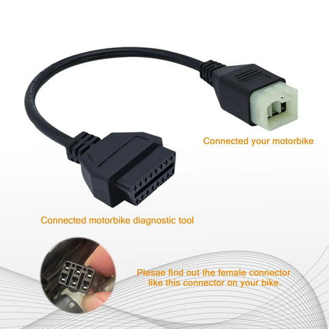 Royal Enfield OBD2 Diagnostic Adapter 6 Pin To 16 Pin Cable for Interceptor 650 and other models
