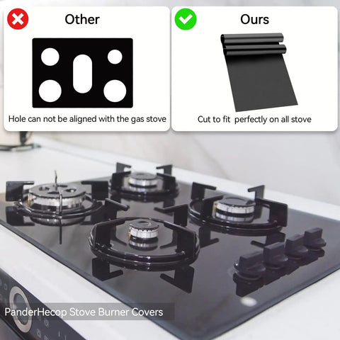 Comparison of non-cuttable and cuttable 2 Pack Large Stove Burner Covers Cuttable 31x17.7 Inches, Heavy Duty Nonstick Teflon Oven Liners Mat