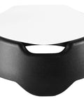 4 Inch Soft Raised Toilet Seat With Lid For Easy Sit Down And Stand Up Handles Included, 300 Lb Capacity, Black, front view.