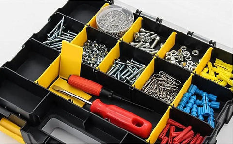Double Sided Tool Organizer Box With 34 Compartments And Removable Dividers Clear Lid A Handy Pick For Nuts Bolts Screws Nails