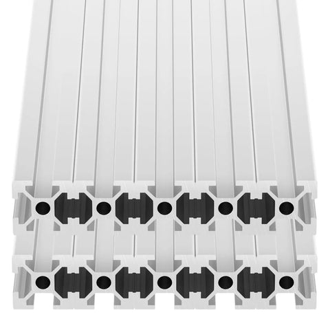 Pro Grade Aluminum Extrusion 300mm T Slot Profile 2020 Linear Rail Aluminum with White Anodized Finish European Standard for 3D Printer Parts and CNC Machines Cuttable Machinable Length, front view