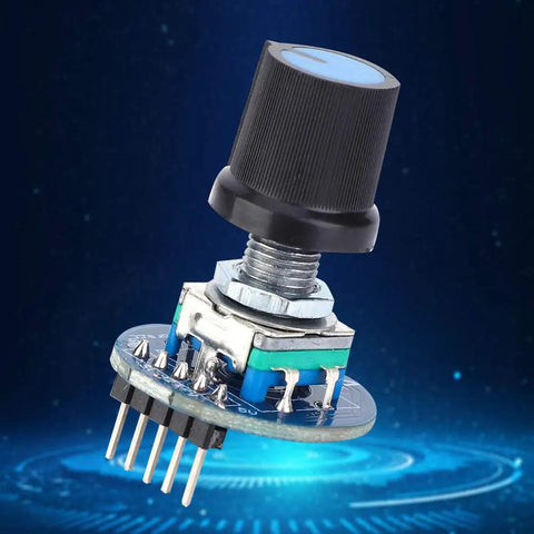 Three Pack Rotating Encoder Module With Potentiometer 5V Rotation Sensor For Mechanical Projects Unlimited Rotation Easy Reset And Accurate Counting For DIY Electronics Projects, black knob