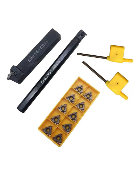 Internal Threading Boring Bar And Lathe Threading Holder Kit With Ten 16ER AG60 Carbide Inserts SER1616H16 5/8 Inch Shank 100mm