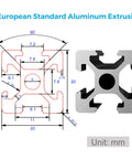 48 Inch T Slot 2020 Aluminum Extrusion Profile for 3D Printer and CNC DIY with dimensions and design details shown