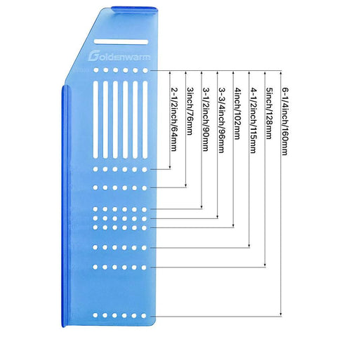 Cabinet Pull Template And Knob Drilling Template Set For Precise Handle Installation With Spacing From 64mm To 160mm Includes 3 16th Inch Drill Bit And Knob Template 1 Pack Ideal For Cabinet Handles And Drawer Pulls Durable Construction For Long Lasting clear blue plastic with spacing markings