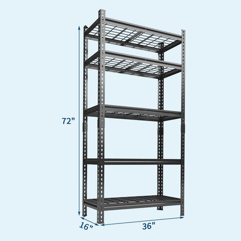 Rust Proof Iron Storage Shelf Two Pack No Tools Needed For Ten Minute Assembly Heavy Duty Garage And Kitchen Rack side view