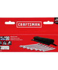 Badass Metric Combination Wrench Set 7 Piece Sleek Chrome Box End Tools Corrosion Resistant Garage Essential displayed in pouch.