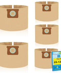 Five Pack Replacement Shop Vac Filter Bags 25 1238 For Stanley And Porter Cable 4 Gallon Wet Dry Vacuums Tear Resistant