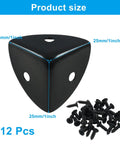 12 Pack Black Metal Corner Protectors Edge Guards For Furniture Protection 1 inch square corner covers with mounting screws