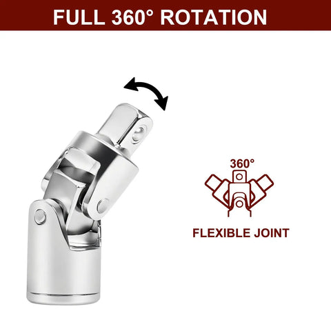4 Piece 3/8 Inch Drive Socket Extension Bar Set With 3, 6, And 10 Inch Extensions And 3/8 Inch Drive Universal Joint Sockets, flexible joint