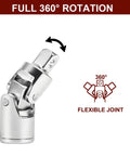 4 Piece Quarter Inch Drive Socket Extension Set With 2 Inch 4 Inch And 6 Inch Extensions And Quarter Inch Drive Universal Joint Sockets