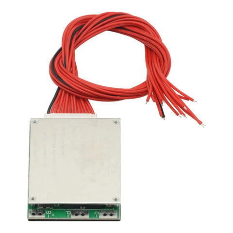 Heavy Duty 13S 35A 48V Li Ion 18650 Battery Management System with red wires, designed for custom lithium builds.