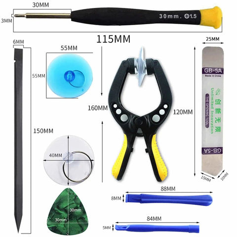 18 In 1 Phone Screen Repair Kit With Suction Cup Pliers And Precision Screwdriver Set For iPhone iPad And Other Smooth Surface LCD Openers