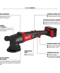 Premium Cordless Random Orbital Polisher Featuring Five Inch Backing Pad And Zero Drag Brushless Motor Delivers Kickass Torque for precise polishing.