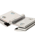 Rock Solid Double Sided Hinge For Frameless Glass Shower Door Stainless Steel Flat Polished Finish detailed view.