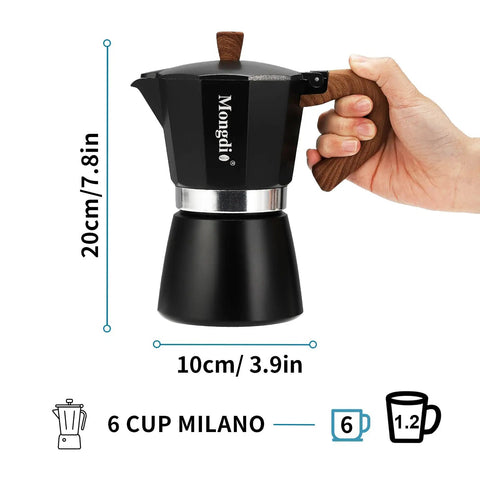 Stovetop Espresso Maker Moka Pot For Home Barista Quality Espresso 6 Cup 10 Oz Black Greca Italian Style Coffee Brewer Percolator