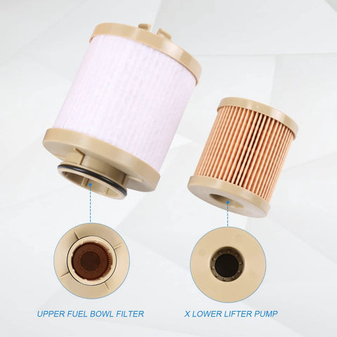 Diesel Fuel Filter Replacement For Ford 6.0L Power Stroke V8 2003 2004 2005 2006 2007 F250 F350 F450 F550 Super Duty And 2003 2005 Excursion Includes Lower Lifter Pump And Upper Fuel Bowl Filter
