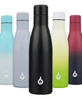 Five Boss Grade 17 Oz Insulated Thermal Water Bottles in various colors, stainless steel, double wall vacuum design.