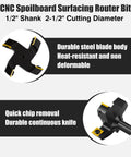 Pro Grade CNC Spoilboard Surfacing Router Bit Set With 4 Wings, 1/2 Inch Shank, 2-1/2 Inch Cutting Diameter, carbide inserts