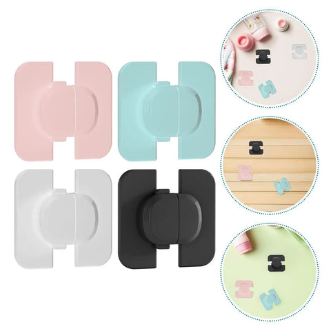 Four Pack Easy Install Refrigerator Door Locks For Childproofing Your Fridge And Freezer Cabinets in pastel colors with adhesive