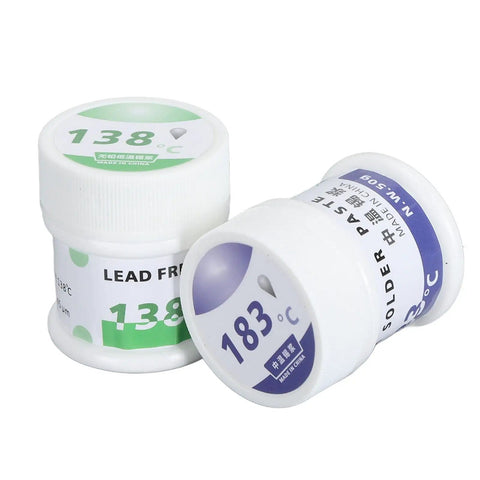 Two containers of Electronic Chip Solder Paste Fifty Gram Non Erosive Smooth Multifunctional Soldering Flux With Bright Joint