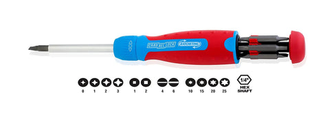 13 In 1 Ratcheting Multi Bit Screwdriver With Quick Load Cushion Grip 28 Tooth Ratchet Up To 225 Lbs Torque Stores Six Double End Bits
