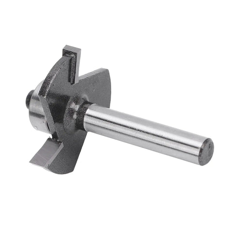 T Shaped Router Bit With One Quarter Inch Shank, Three Teeth Ball Bearing Slotting Cutter For Wood And Plywood Side View